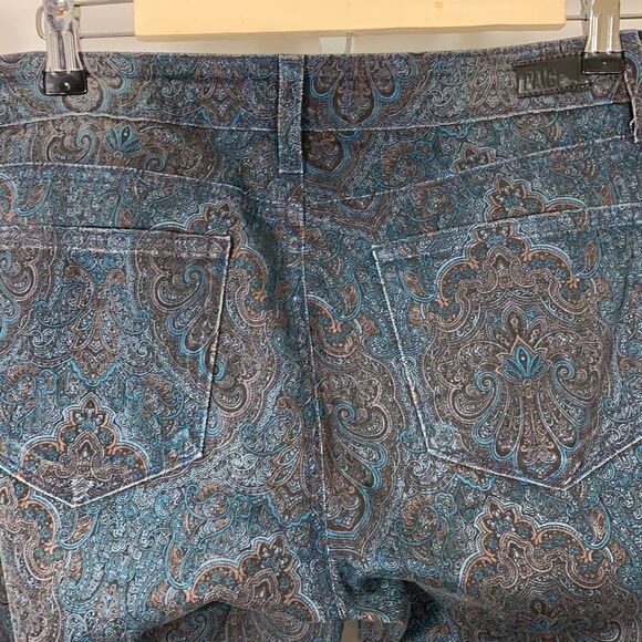 PAIGE Women’s Verdugo Ultra Skinny Paisley Print Denim Jeans Blue/Brown Size 27 - Picture 9 of 12